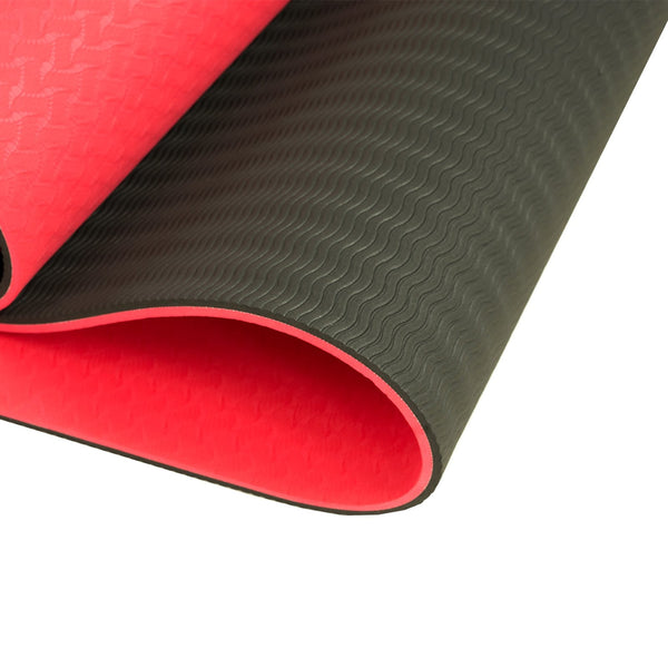 Powertrain TPE Yoga Exercise Mat Home Gym Pilates Fitness 8mm Thick in Red Powertrain