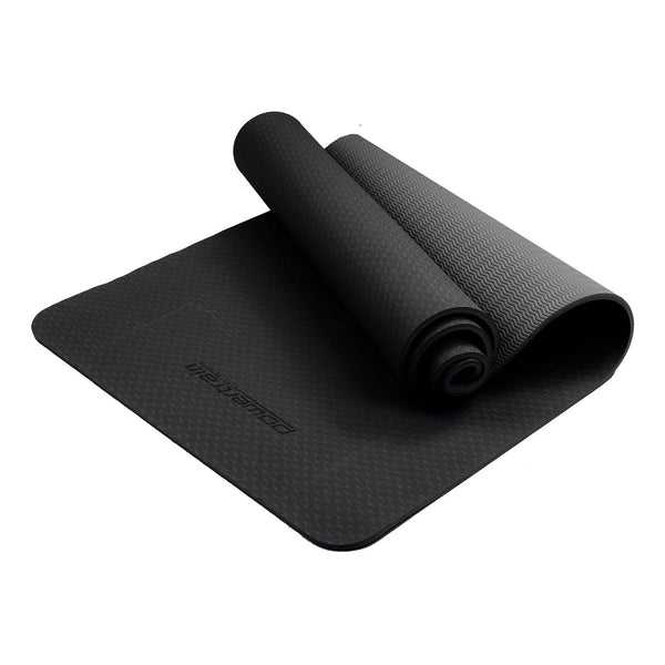 Powertrain Eco-friendly Dual Layer 6mm Yoga Mat | Midnight | Non-slip Surface And Carry Strap For Ultimate Comfort And Portability Powertrain