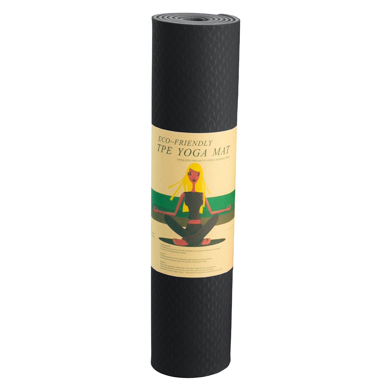 Powertrain Eco-friendly Dual Layer 6mm Yoga Mat | Midnight | Non-slip Surface And Carry Strap For Ultimate Comfort And Portability Powertrain