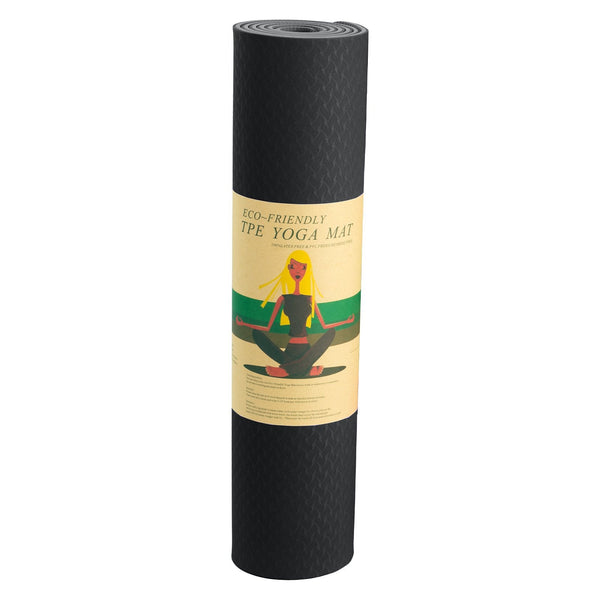 Powertrain Eco-friendly Dual Layer 6mm Yoga Mat | Midnight | Non-slip Surface And Carry Strap For Ultimate Comfort And Portability Powertrain