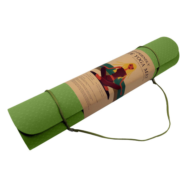 Powertrain Eco-friendly Dual Layer 6mm Yoga Mat | Olive | Non-slip Surface And Carry Strap For Ultimate Comfort And Portability Powertrain