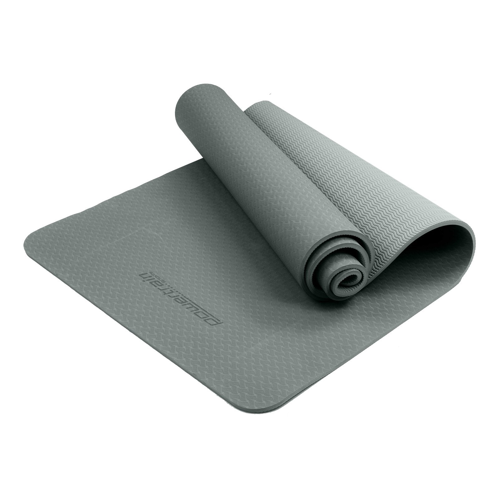 Powertrain Eco-friendly Dual Layer 6mm Yoga Mat | Slate Grey | Non-slip Surface And Carry Strap For Ultimate Comfort And Portability Powertrain