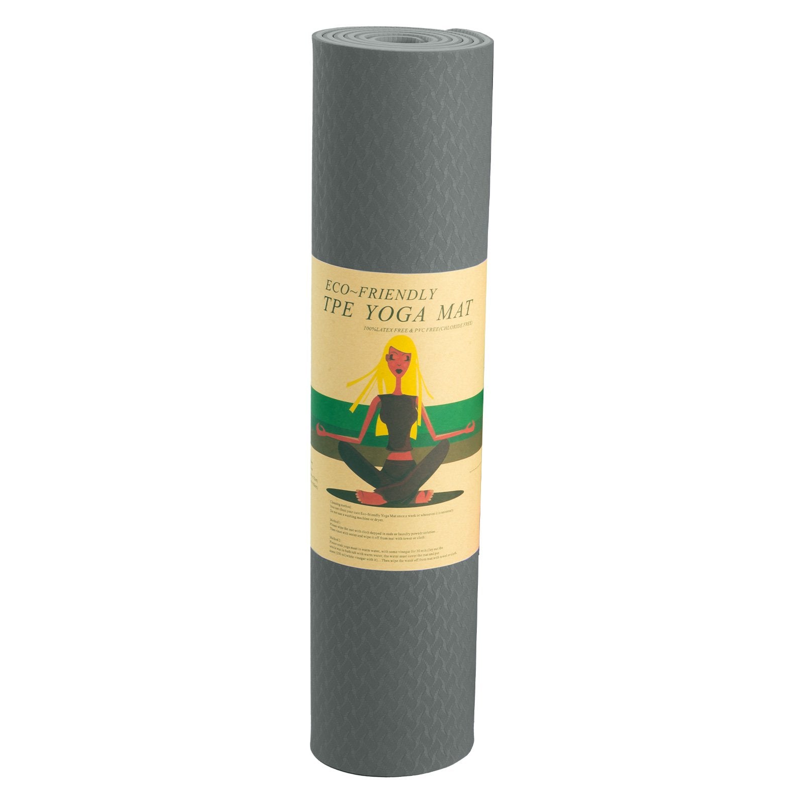 Powertrain Eco-friendly Dual Layer 6mm Yoga Mat | Slate Grey | Non-slip Surface And Carry Strap For Ultimate Comfort And Portability Powertrain