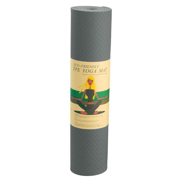 Powertrain Eco-friendly Dual Layer 6mm Yoga Mat | Slate Grey | Non-slip Surface And Carry Strap For Ultimate Comfort And Portability Powertrain