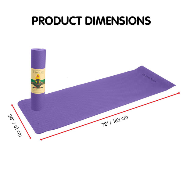 Powertrain Eco-friendly Dual Layer 6mm Yoga Mat | Dark Lavender | Non-slip Surface And Carry Strap For Ultimate Comfort And Portability Powertrain