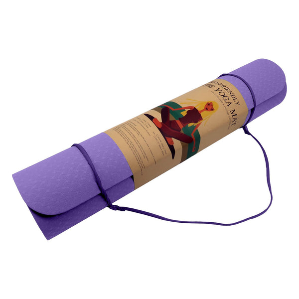 Powertrain Eco-friendly Dual Layer 6mm Yoga Mat | Dark Lavender | Non-slip Surface And Carry Strap For Ultimate Comfort And Portability Powertrain