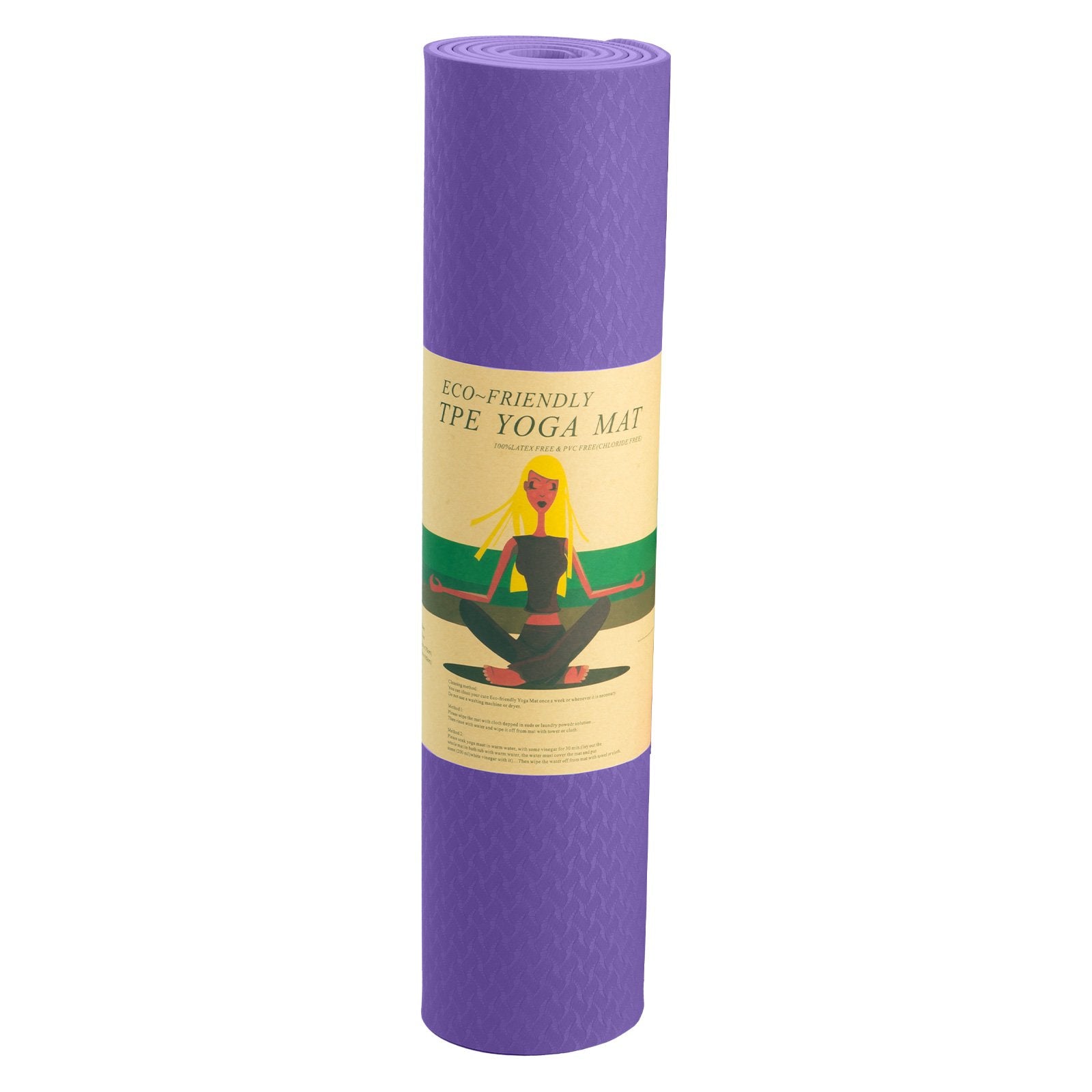 Powertrain Eco-friendly Dual Layer 6mm Yoga Mat | Dark Lavender | Non-slip Surface And Carry Strap For Ultimate Comfort And Portability Powertrain