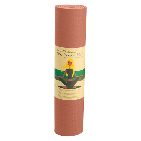 Powertrain Eco-friendly Dual Layer 6mm Yoga Mat | Peach | Non-slip Surface And Carry Strap For Ultimate Comfort And Portability Powertrain