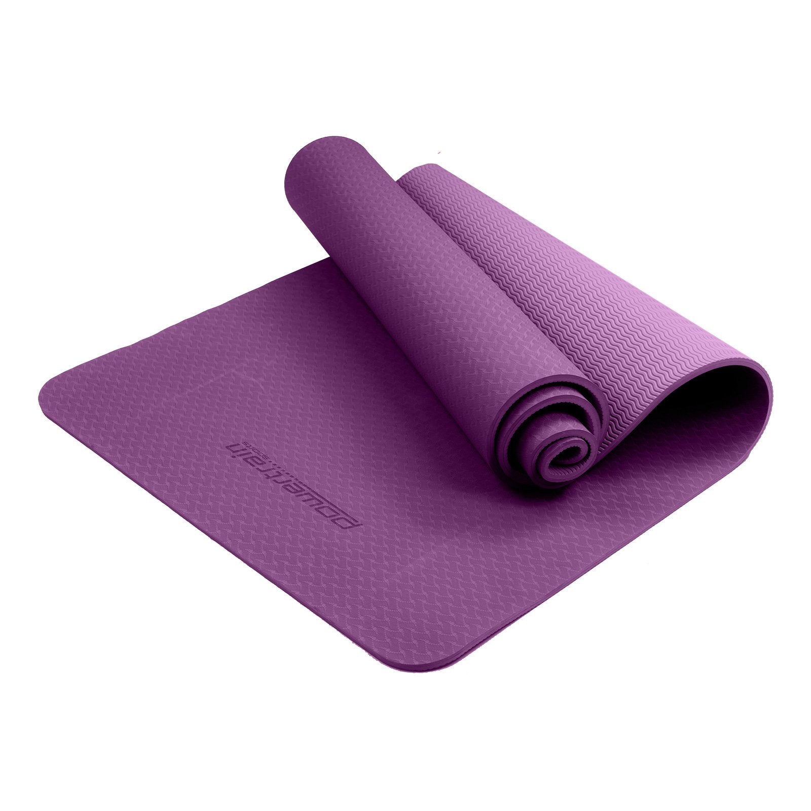 Powertrain Eco-friendly Dual Layer 6mm Yoga Mat | Royal Purple | Non-slip Surface And Carry Strap For Ultimate Comfort And Portability Powertrain