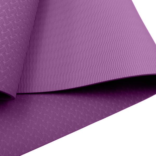 Powertrain Eco-friendly Dual Layer 6mm Yoga Mat | Royal Purple | Non-slip Surface And Carry Strap For Ultimate Comfort And Portability Powertrain