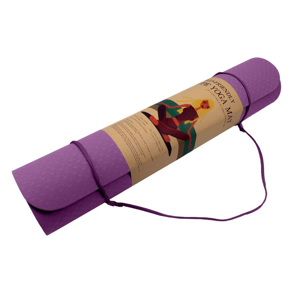 Powertrain Eco-friendly Dual Layer 6mm Yoga Mat | Royal Purple | Non-slip Surface And Carry Strap For Ultimate Comfort And Portability Powertrain