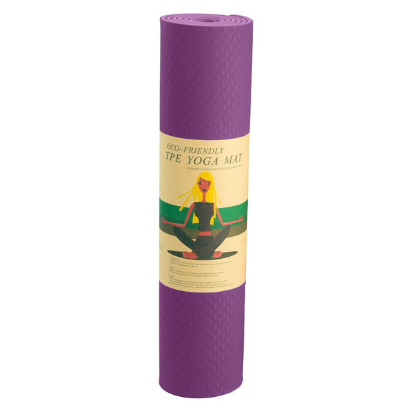 Powertrain Eco-friendly Dual Layer 6mm Yoga Mat | Royal Purple | Non-slip Surface And Carry Strap For Ultimate Comfort And Portability Powertrain