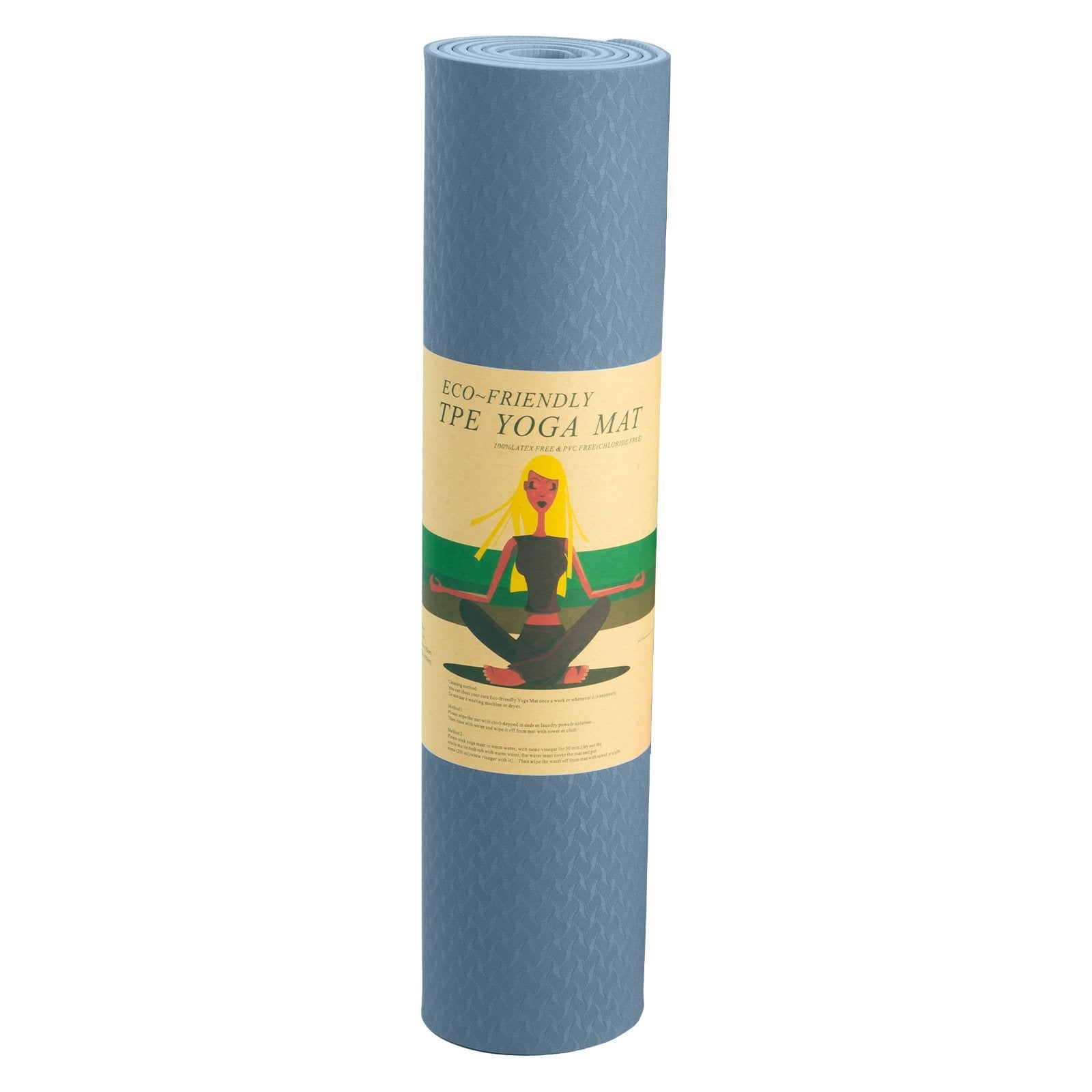 Powertrain Eco-friendly Dual Layer 6mm Yoga Mat | Sky Blue | Non-slip Surface And Carry Strap For Ultimate Comfort And Portability Powertrain