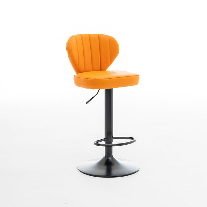 SERENITà Bar Stools Kitchen Bar Stool Leather Barstools Swivel Gas Lift Counter Chairs BS8405 Orange Awezingly