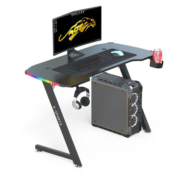 140cm New Arrive Computer Table Z Shaped Gaming Desk With RGB Led Lights Gaming Tables Does Not Apply