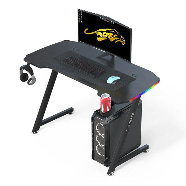 140cm New Arrive Computer Table Z Shaped Gaming Desk With RGB Led Lights Gaming Tables Does Not Apply