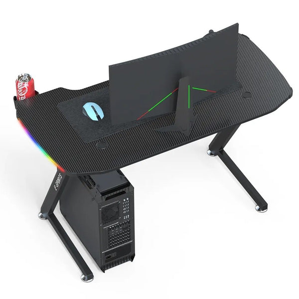 140cm New Arrive Computer Table Z Shaped Gaming Desk With RGB Led Lights Gaming Tables Does Not Apply