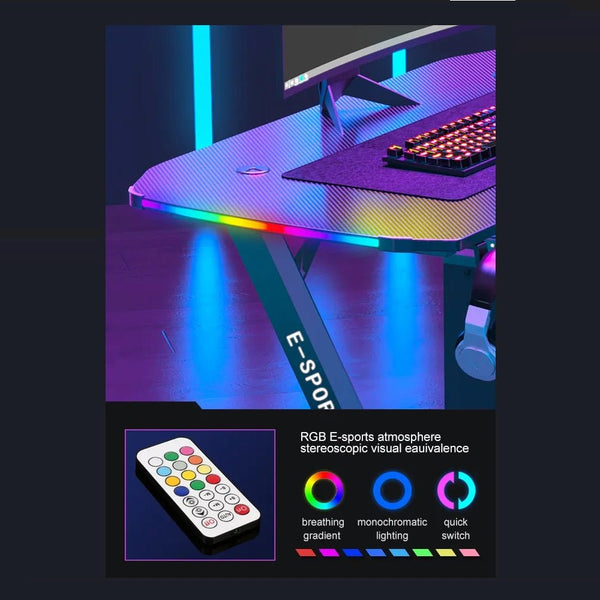 140cm New Arrive Computer Table Z Shaped Gaming Desk With RGB Led Lights Gaming Tables Does Not Apply