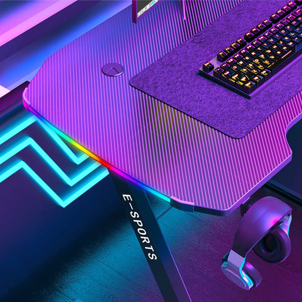 140cm New Arrive Computer Table Z Shaped Gaming Desk With RGB Led Lights Gaming Tables Does Not Apply