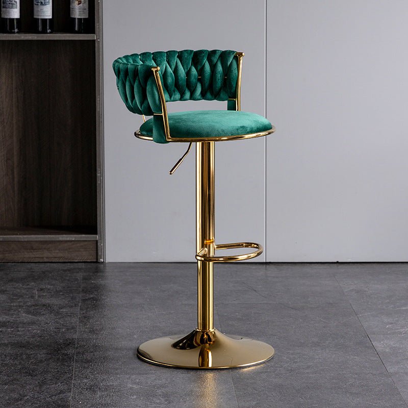 SERENITà Green Velvet Seat Kitchen Breakfast Bar Stools Counter Height Barstools with Back Cushioned Chairs for Home Bar x2 SERENITà
