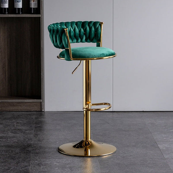 SERENITà Green Velvet Seat Kitchen Breakfast Bar Stools Counter Height Barstools with Back Cushioned Chairs for Home Bar x2 SERENITà