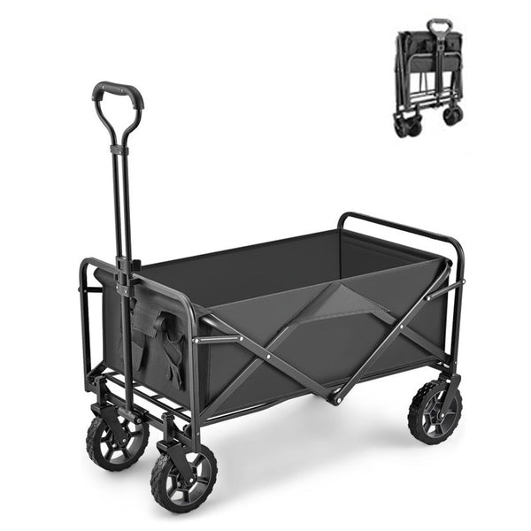 5 Inch Wheel Black Folding Beach Wagon Cart Trolley Garden Outdoor Picnic Camping Sports Market Collapsible Shop Does Not Apply
