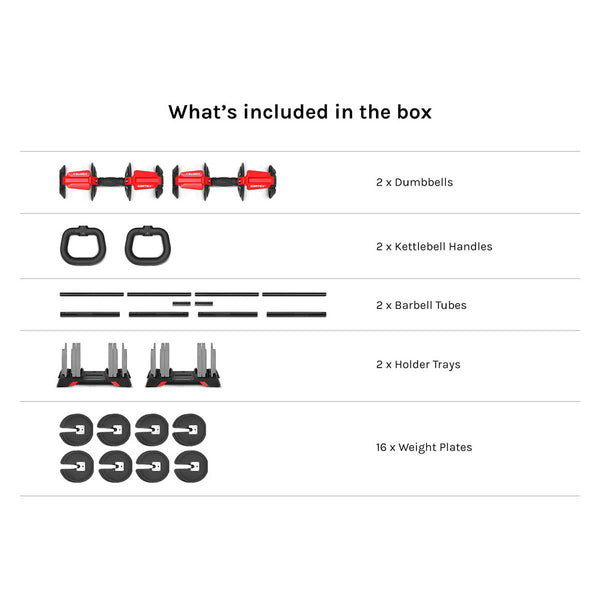 CORTEX Revolock V2 48kg Pair Set Adjustable Steel Dumbbell Barbell Kettlebell All-in-One Cortex