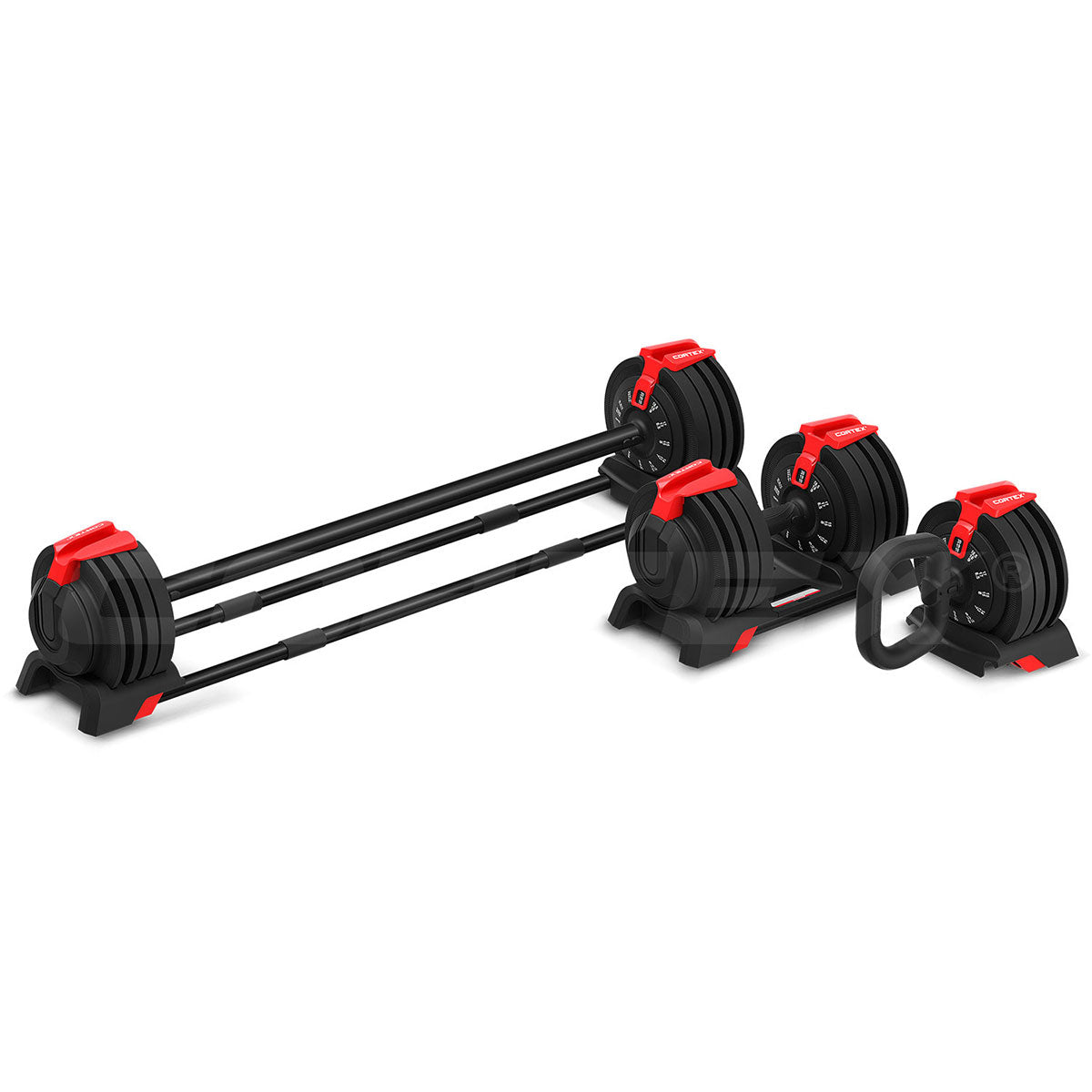 CORTEX Revolock V2 48kg Pair Set Adjustable Steel Dumbbell Barbell Kettlebell All-in-One Cortex