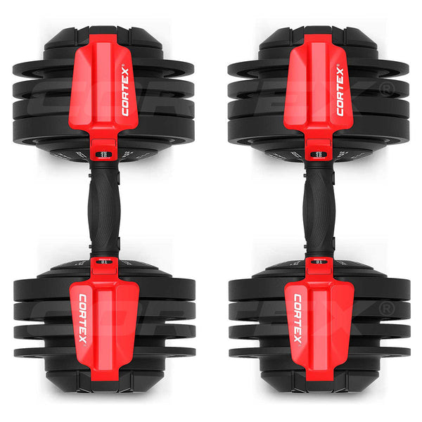 CORTEX Revolock V2 48kg Pair Set Adjustable Steel Dumbbell Barbell Kettlebell All-in-One Cortex