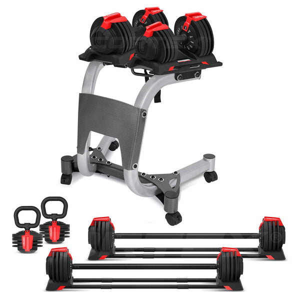 CORTEX Revolock V2 48kg Adjustable Dumbbell + Barbell + Kettlebell All-in-One Set with Stand (24kg Pair) Cortex