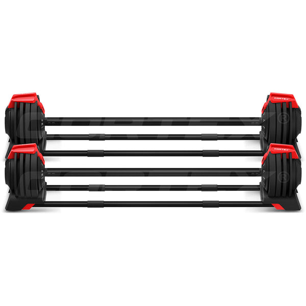 CORTEX Revolock V2 48kg Adjustable Dumbbell + Barbell + Kettlebell All-in-One Set with Stand (24kg Pair) Cortex