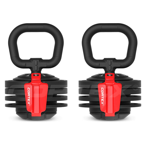 CORTEX Revolock V2 48kg Adjustable Dumbbell + Barbell + Kettlebell All-in-One Set with Stand (24kg Pair) Cortex