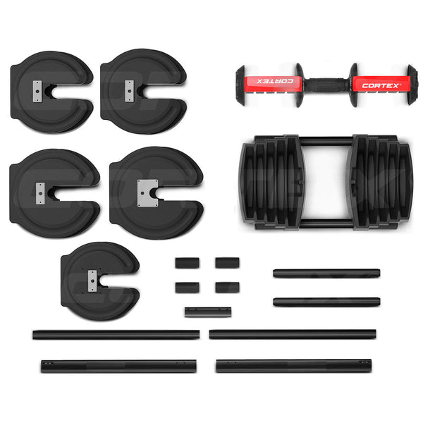 CORTEX Revolock V2 40kg Adjustable Steel Dumbbell Barbell All-in-One (Single) Cortex