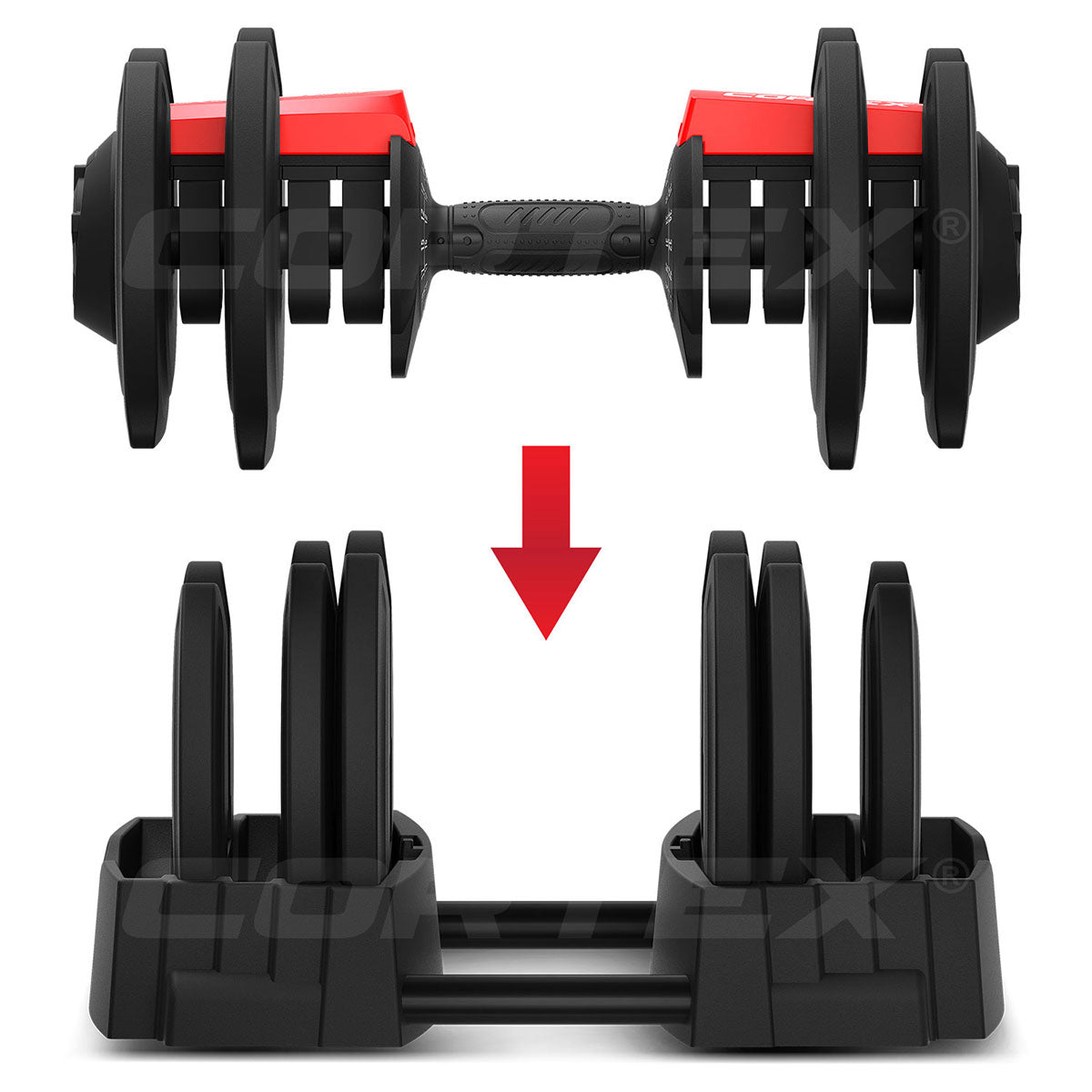 CORTEX Revolock V2 80kg Pair Set Adjustable Steel Dumbbell Barbell All-in-One Cortex