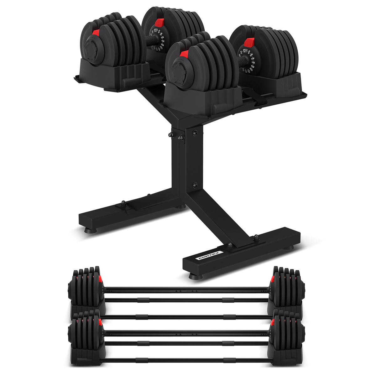 CORTEX Revolock V2 80kg Pair Set Adjustable Steel Dumbbell Barbell All-in-One with Stand Awezingly