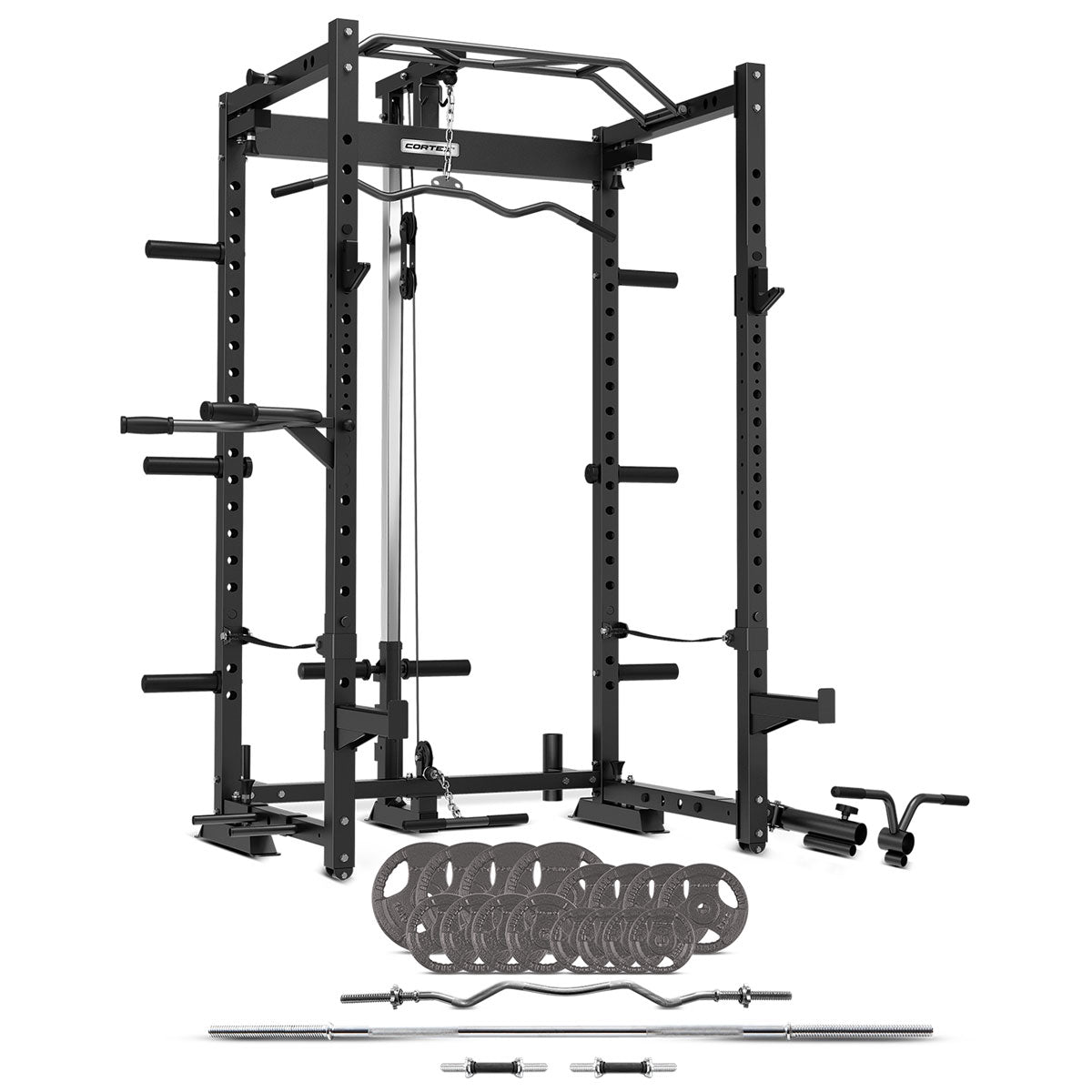 CORTEX PR4 Folding Power Rack with 90kg Standard Tri-Grip Weight and Bar Set Cortex
