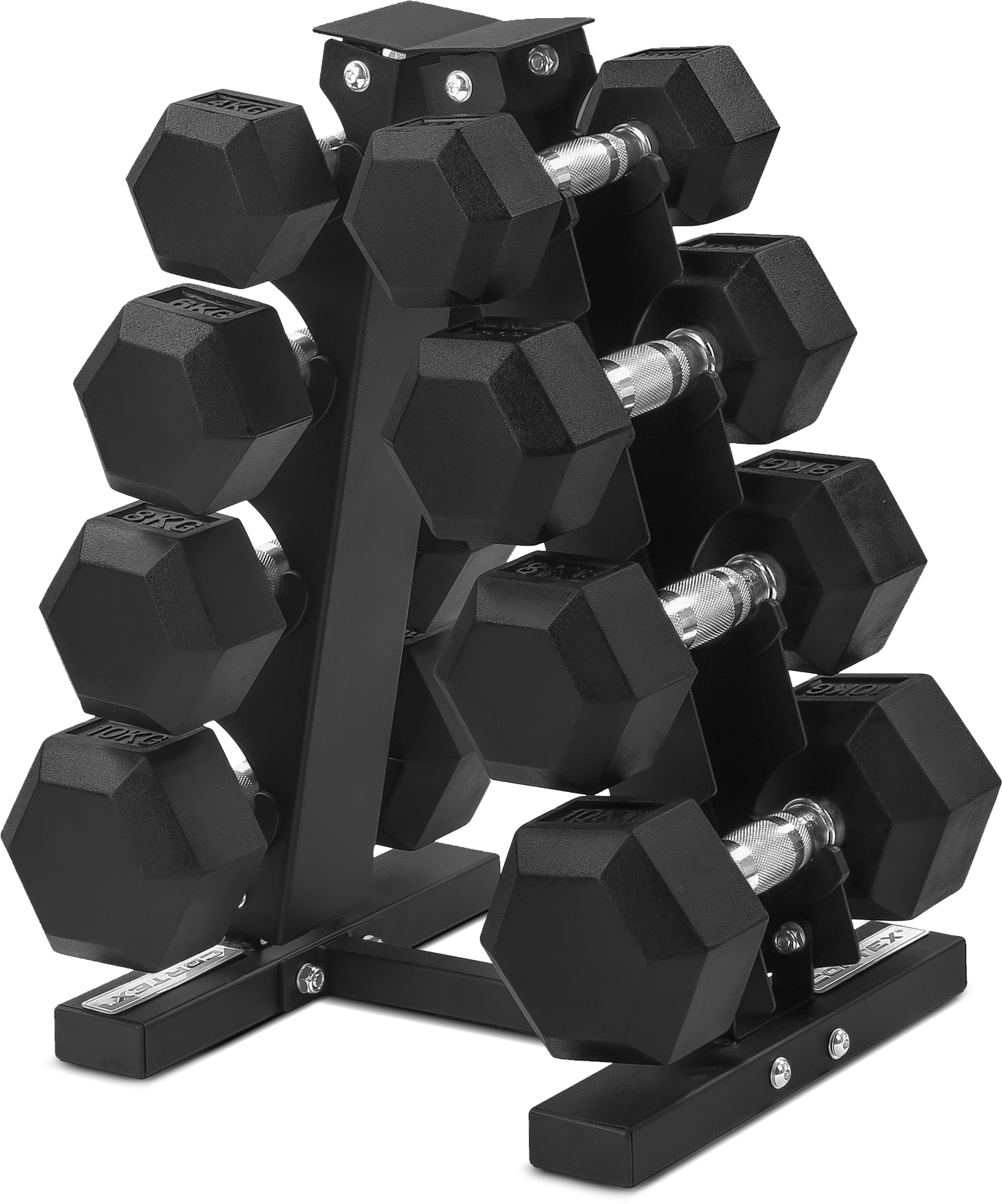 CORTEX Hex Dumbbell 56kg Set with Stand (4, 6, 8, 10kg Pairs) Cortex