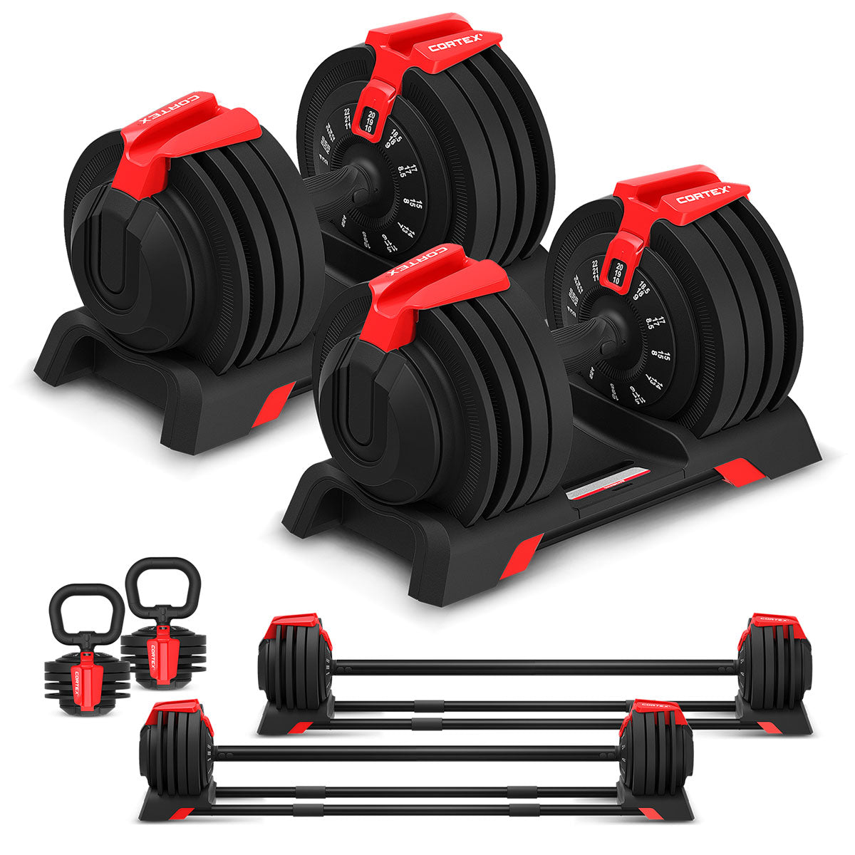 CORTEX SM20 100kg Olympic Tri-Grip Weights, Bar, 48kg Revolock and Bench Set Awezingly