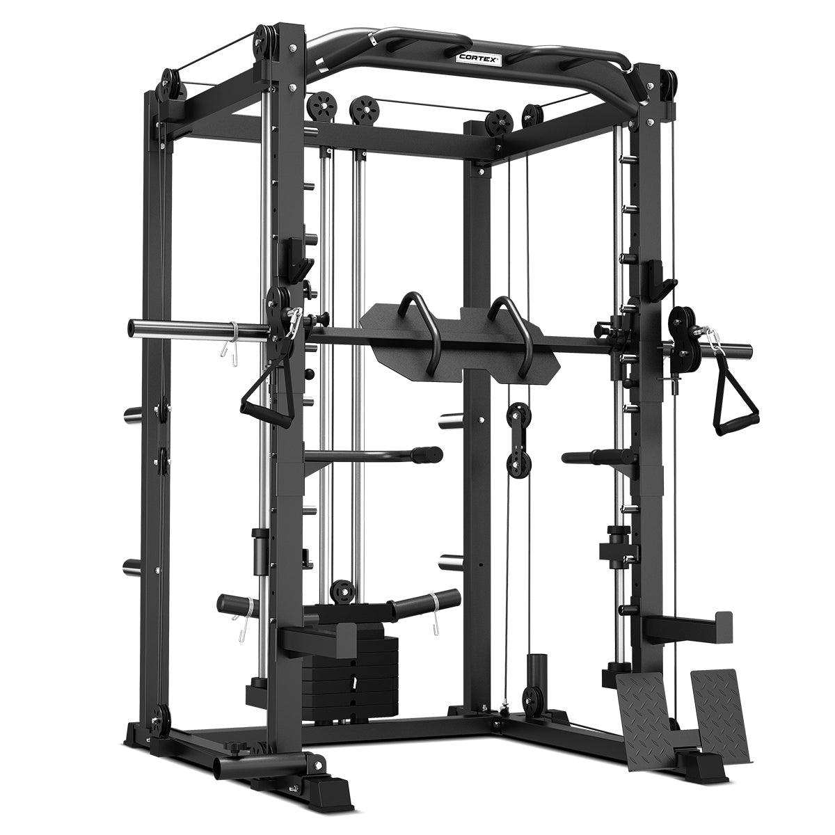 CORTEX SM20 Smith Station Ultimate Set with Olympic Bumper Weights, 48kg Revolock and Bench Set Awezingly