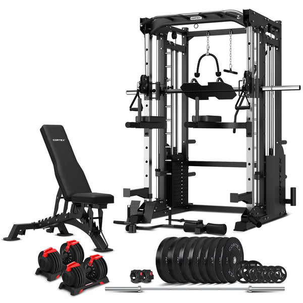 CORTEX SM-25 6-in-1 Power Rack with Smith & Cable Machine with 48kg Revolock V2 Adjustable Dumbbells + 130kg Pro Package Awezingly