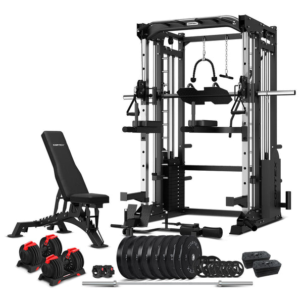 CORTEX SM-25 6-in-1 Power Rack with Smith & Cable Machine with 48kg Revolock V2 Adjustable Dumbbells + 130kg Ultimate Package Awezingly