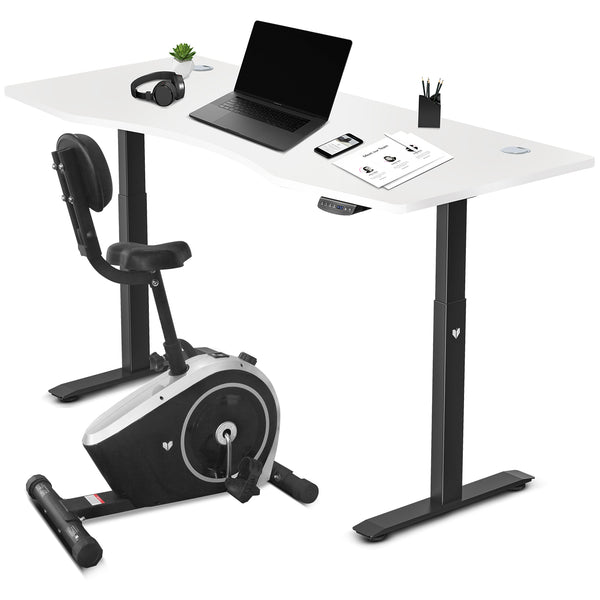 Lifespan Fitness Cyclestation 3 Exercise Bike with ErgoDesk Automatic Standing Desk 180cm in White/Black Awezingly
