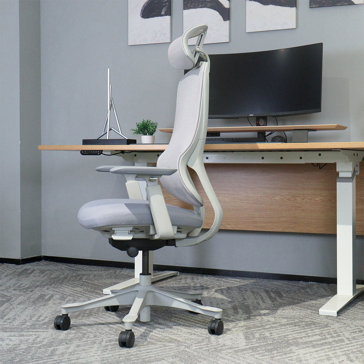 Lifespan Fitness DM8 Ergonomic Office Desk Chair (White/Grey) Awezingly