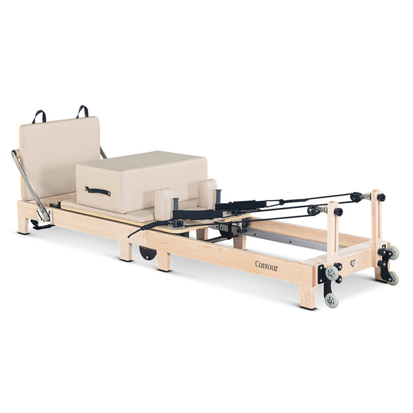 Lifespan Fitness Contour Folding Wooden Pilates Reformer Machine Set (Beige) Lifespan