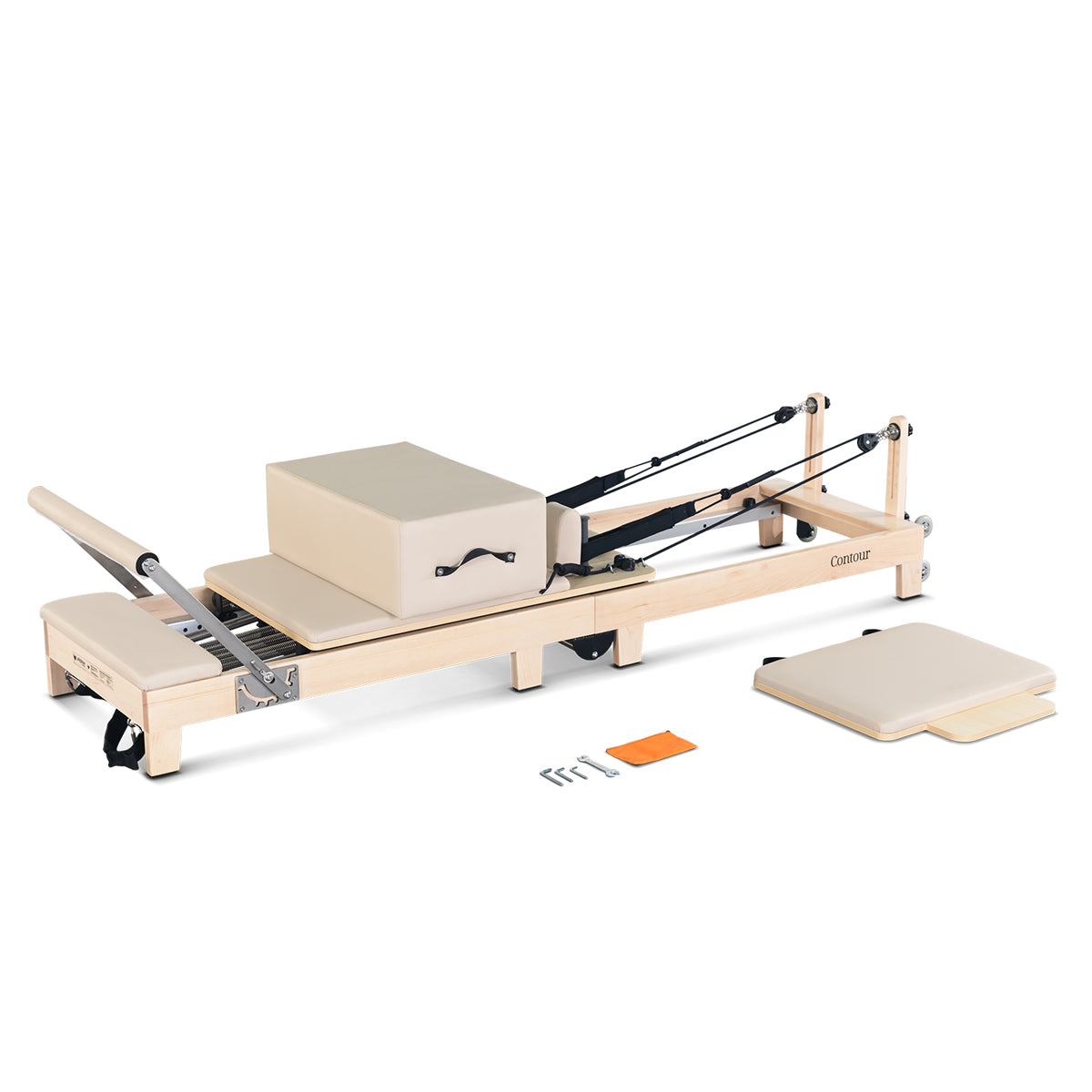 Lifespan Fitness Contour Folding Wooden Pilates Reformer Machine Set (Beige) Lifespan