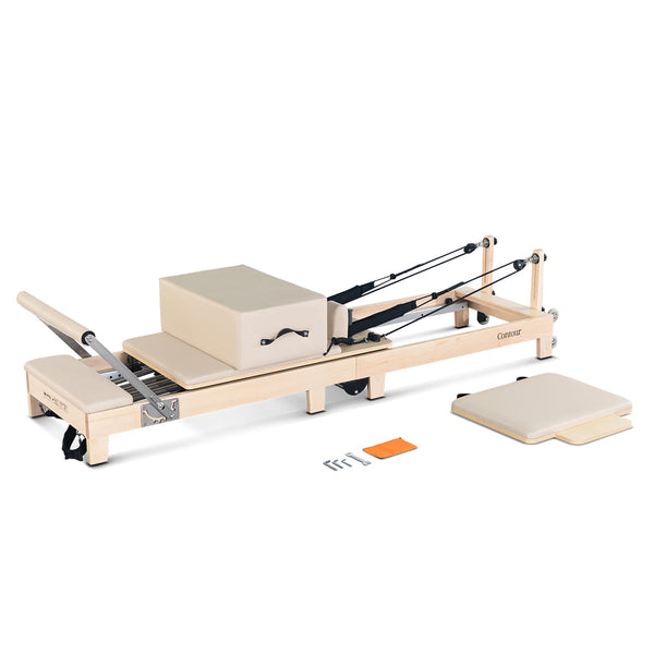 Lifespan Fitness Contour Folding Wooden Pilates Reformer Machine Set (Beige) Lifespan