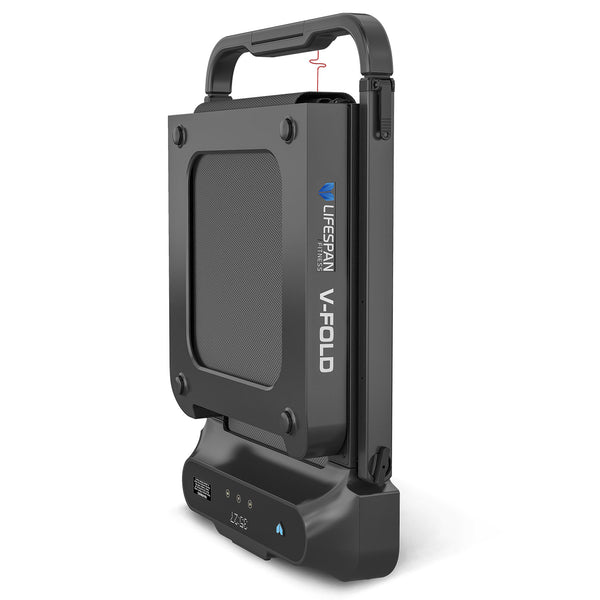 Lifespan Fitness V-FOLD Treadmill with ErgoDesk Automatic Standing Desk 1500mm in White/Black Awezingly