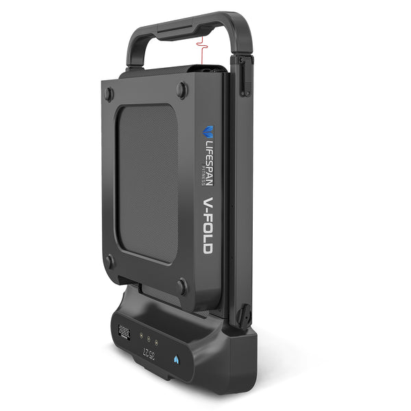 Lifespan Fitness V-FOLD Treadmill with ErgoDesk Automatic Standing Desk 1500mm in Oak/Black Awezingly