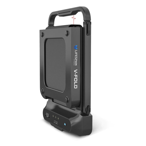 Lifespan Fitness V-FOLD Treadmill with ErgoDesk Automatic Standing Desk 1800mm in Oak/Black with Cable Management Awezingly