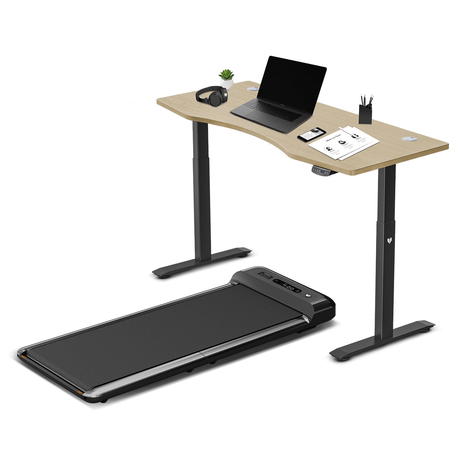 Lifespan Fitness Walkingpad M2 Treadmill with Dual Motor Automatic Standing Desk 150cm in Oak/Black Awezingly
